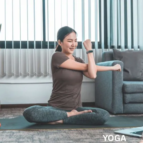Woman practicing yoga for flexibility and balance